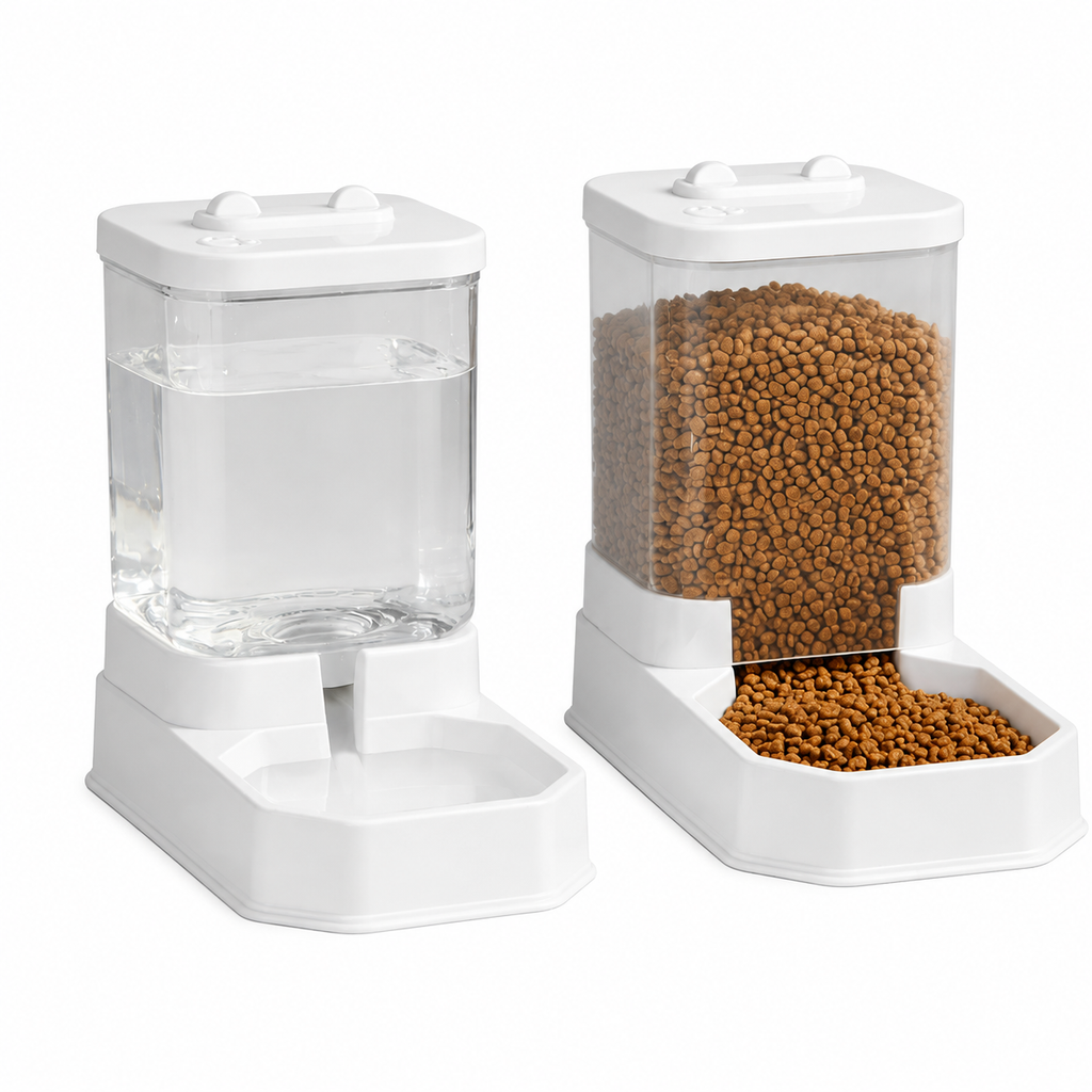Duo Distributeur de Croquettes et Eau pour Chat