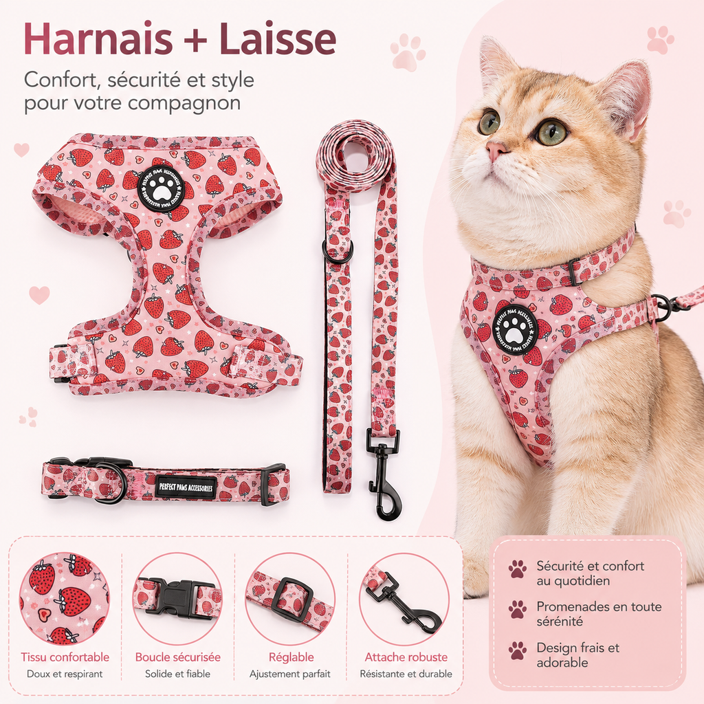Harnais Chat Sécurité Boucle Rapide