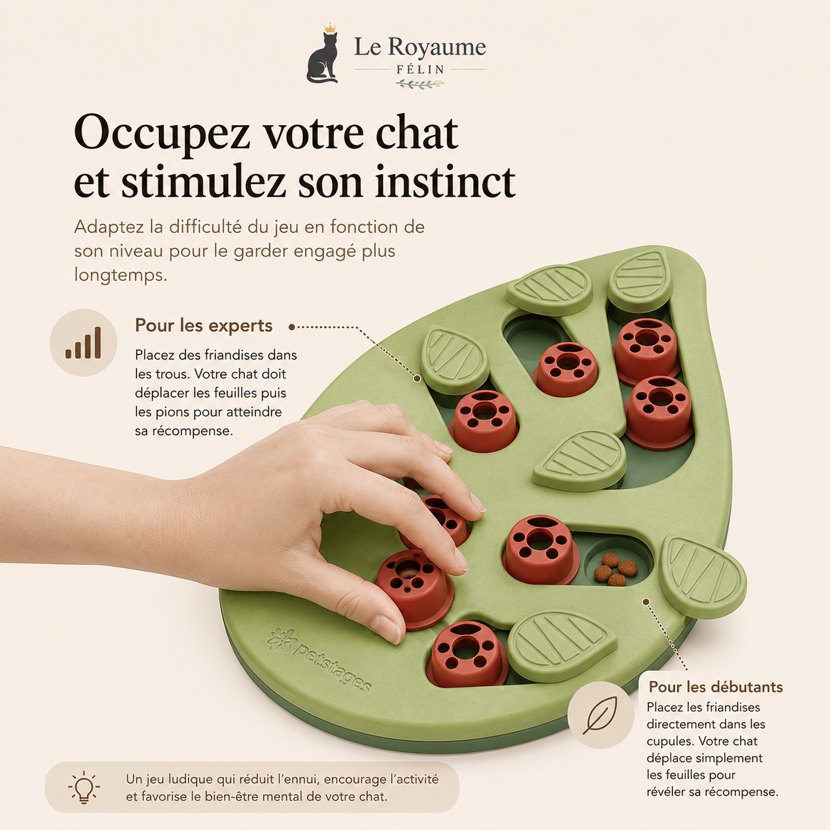 Jouet pour Chat Distributeur de Croquettes Puzzle Interactif