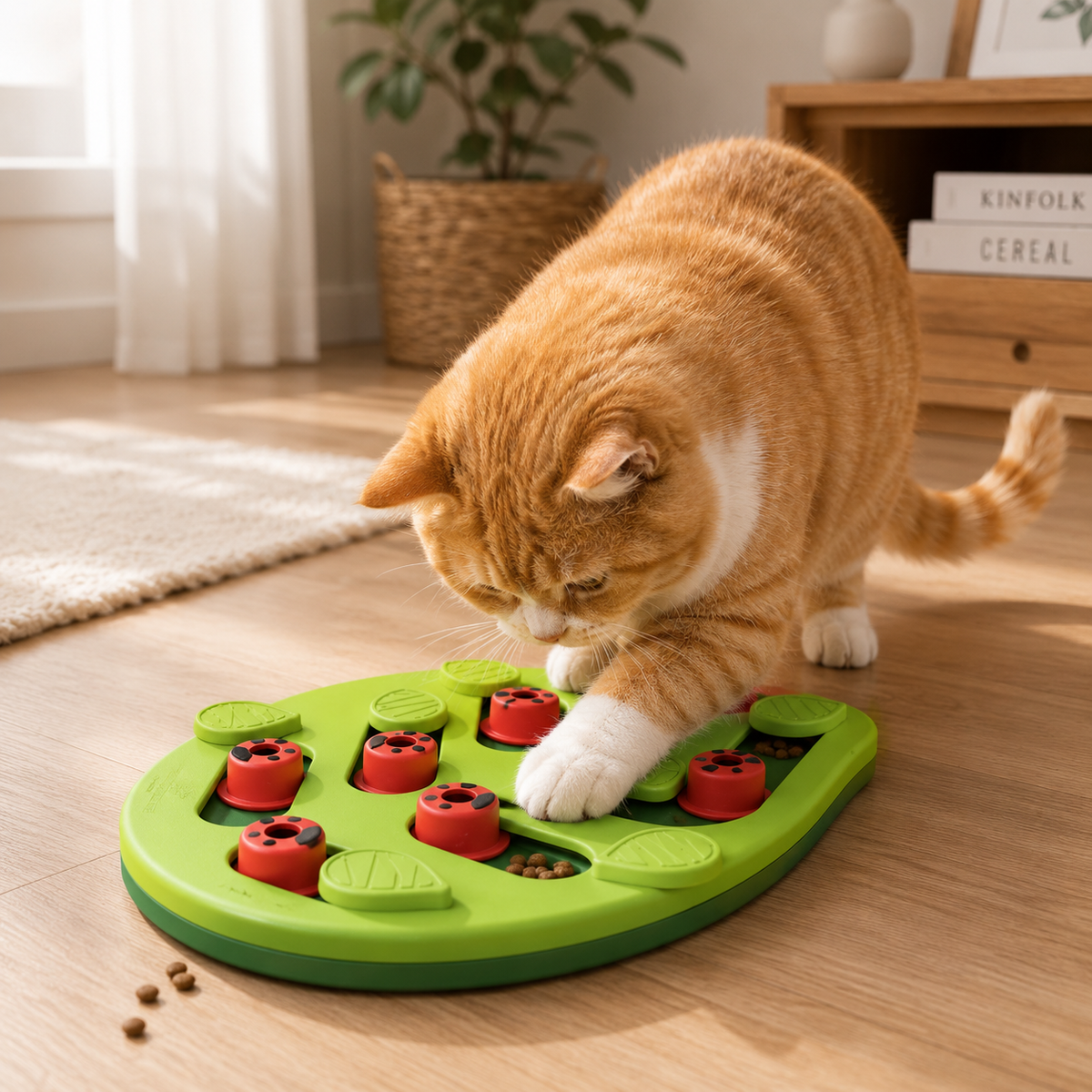 Jouet pour Chat Distributeur de Croquettes Puzzle Interactif