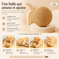 Jouet pour Chat Balle Sisal Sonore Nettoyage des Dents