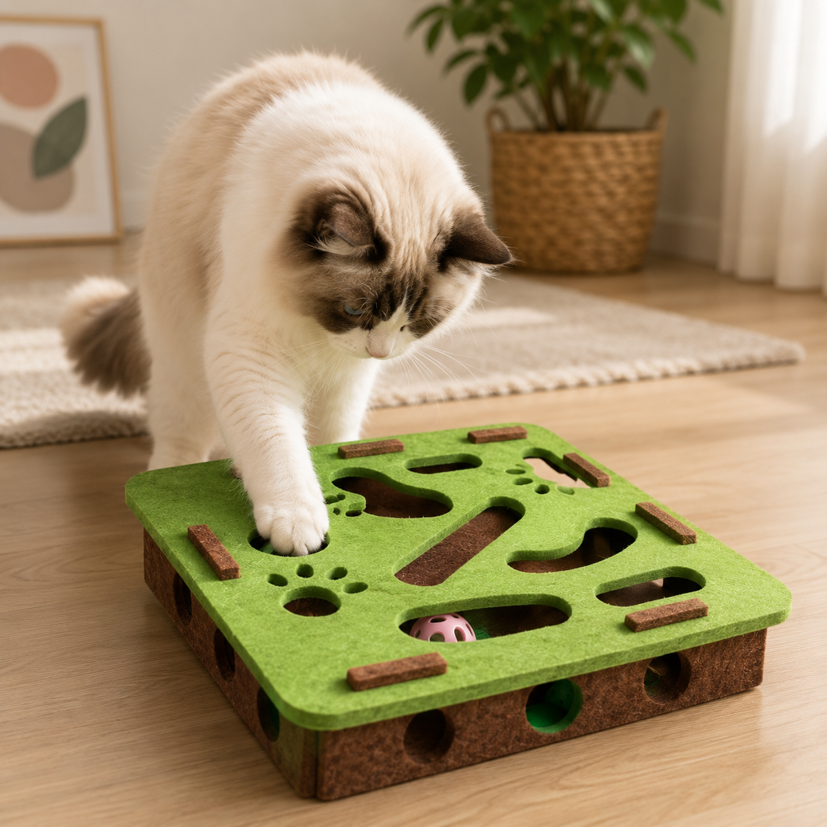 Jouet pour Chat Puzzle Labyrinthe en Feutre avec Grelot