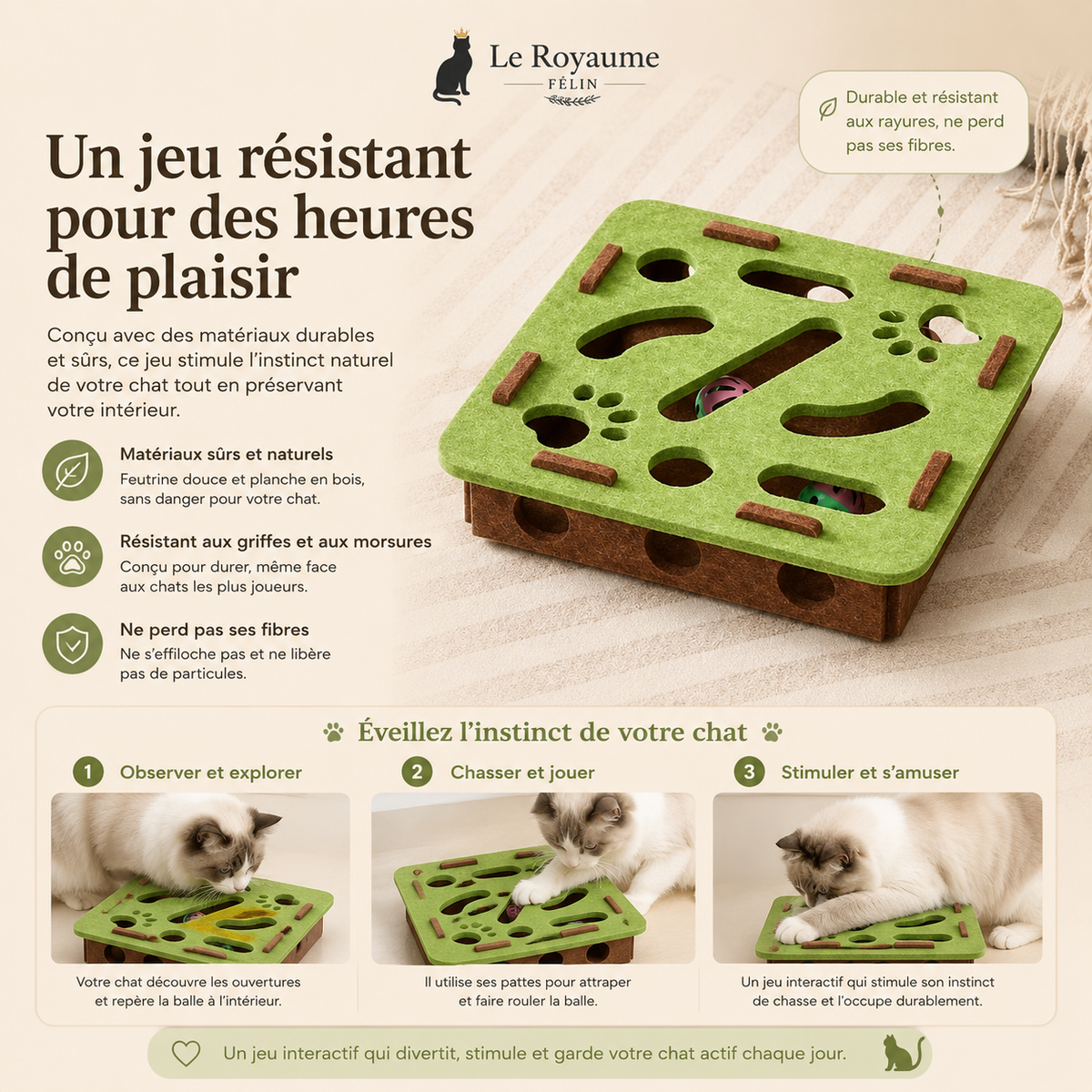 Jouet pour Chat Puzzle Labyrinthe en Feutre avec Grelot