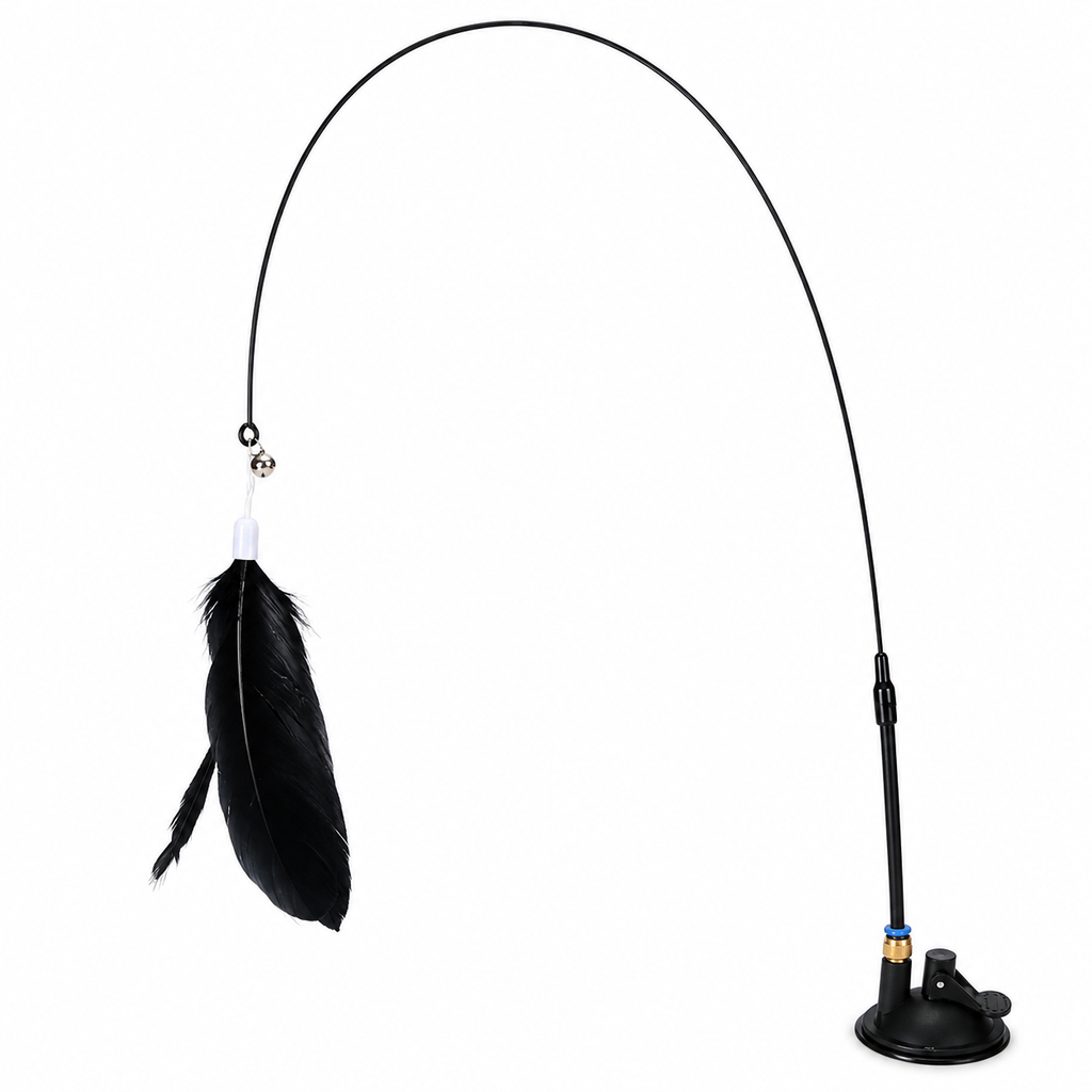 Jouet pour Chat Baguette Plumes Ventouse Mains Libres