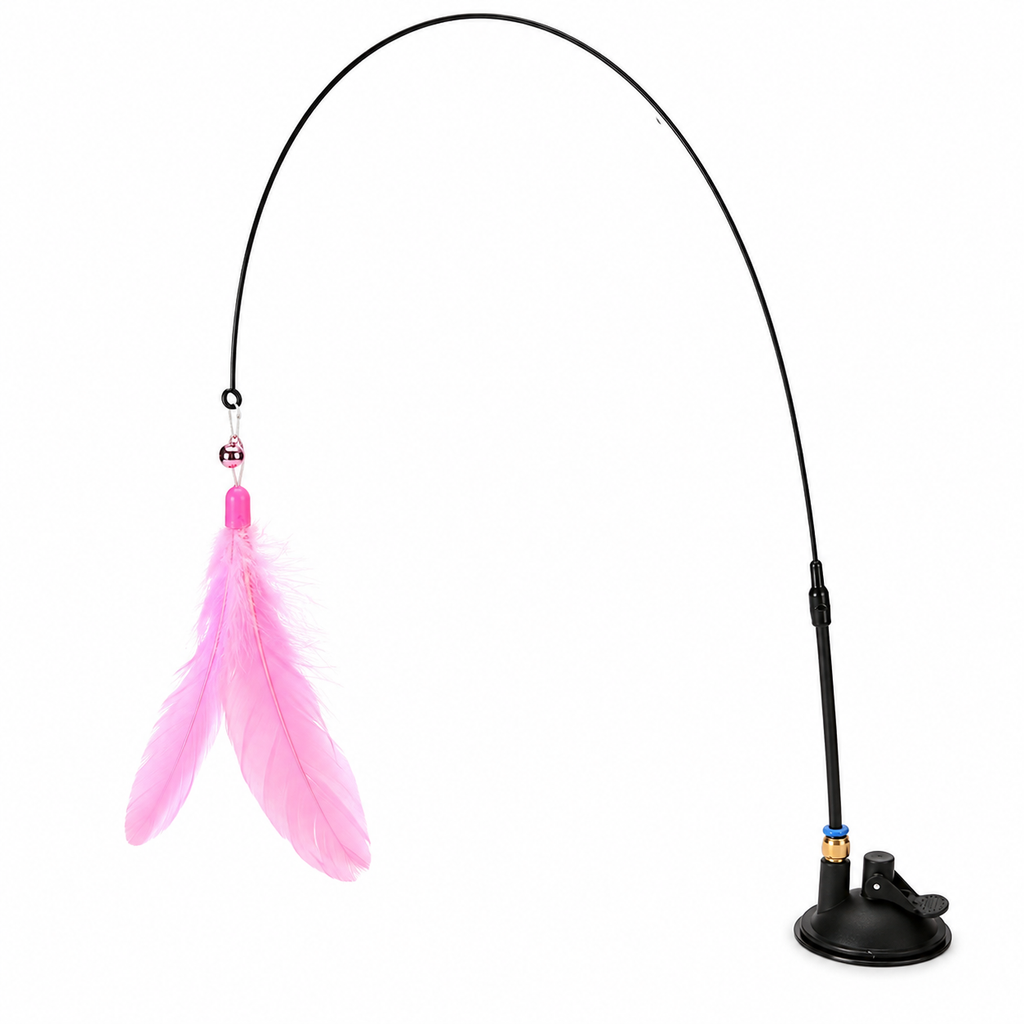 Jouet pour Chat Baguette Plumes Ventouse Mains Libres