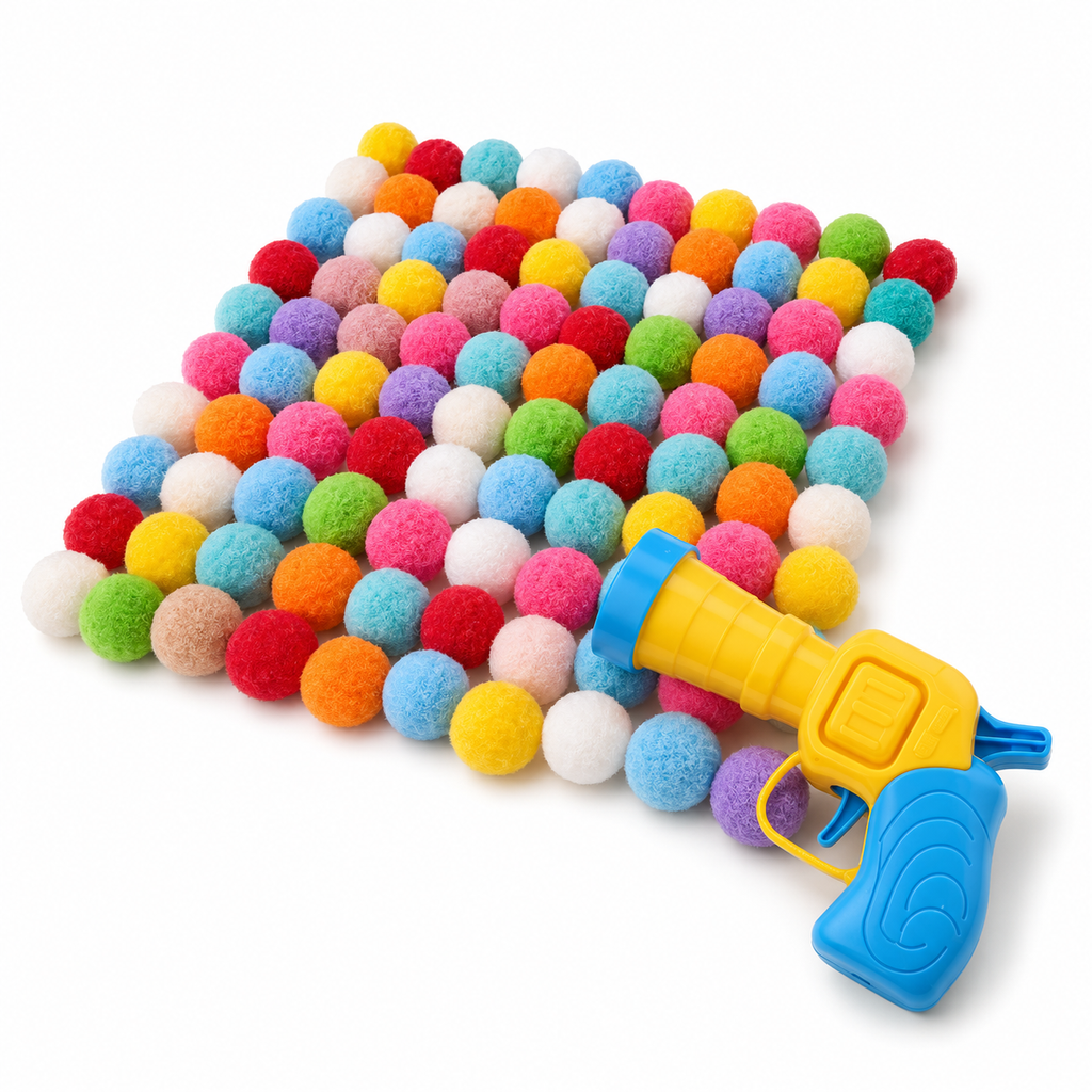Jouet pour Chat Pistolet Lanceur de Balles Peluche Silencieux