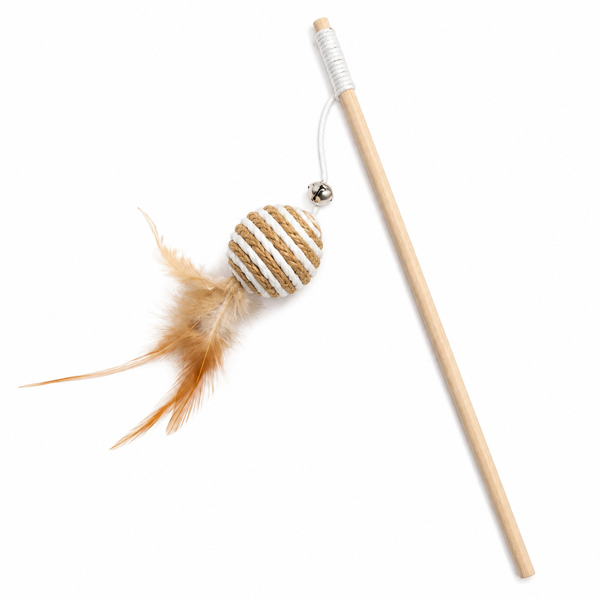 Jouet pour Chat Baguette Plumes Colorées Bois Interactif