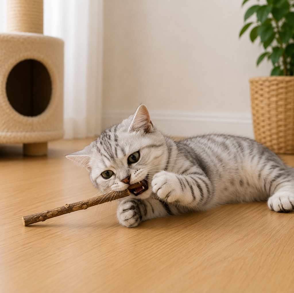Jouet pour Chat Bâtons Naturels Mâchonnage Nettoyage des Dents