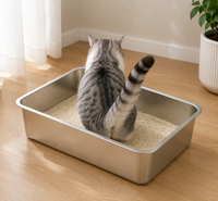 Bac à Litière Chat en Acier Inoxydable Grand Format
