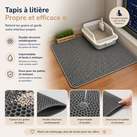 Tapis de Litière Chat Alvéolé Anti-Trace Double Épaisseur