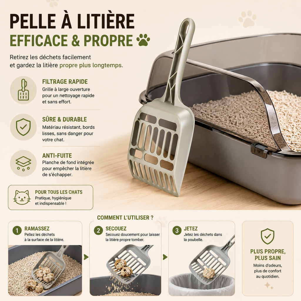 Bac à Litière Chat Rebord Fumé Transparent avec Pelle