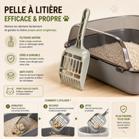Bac à Litière Chat Rebord Fumé Transparent avec Pelle