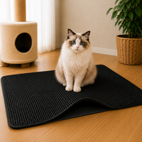 Tapis de Litière Chat Alvéolé Noir Anti-Dispersion