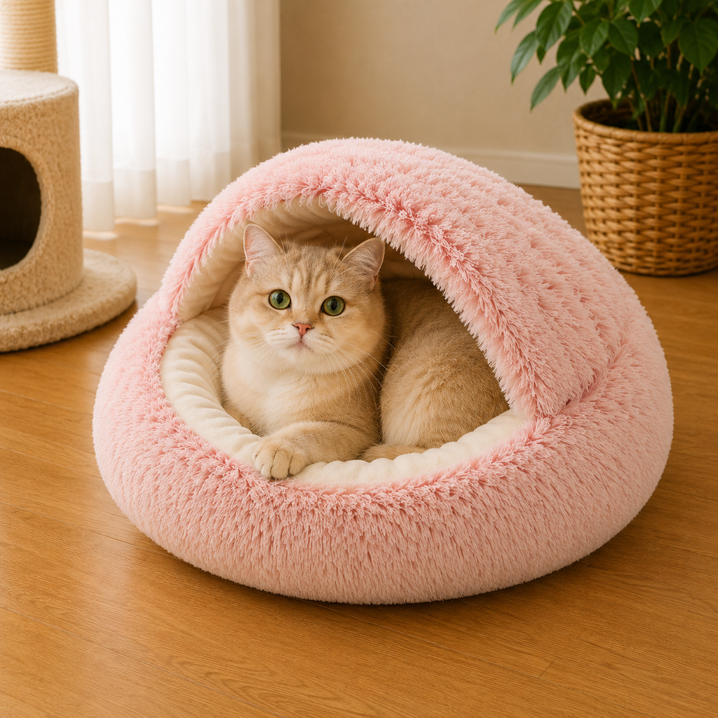 Cat Bed Pet Mattress Warm Soft Plush Pet Bed with Cover Round  Cat Dog  Sleeping Nest Cave for Small Dogs kitten