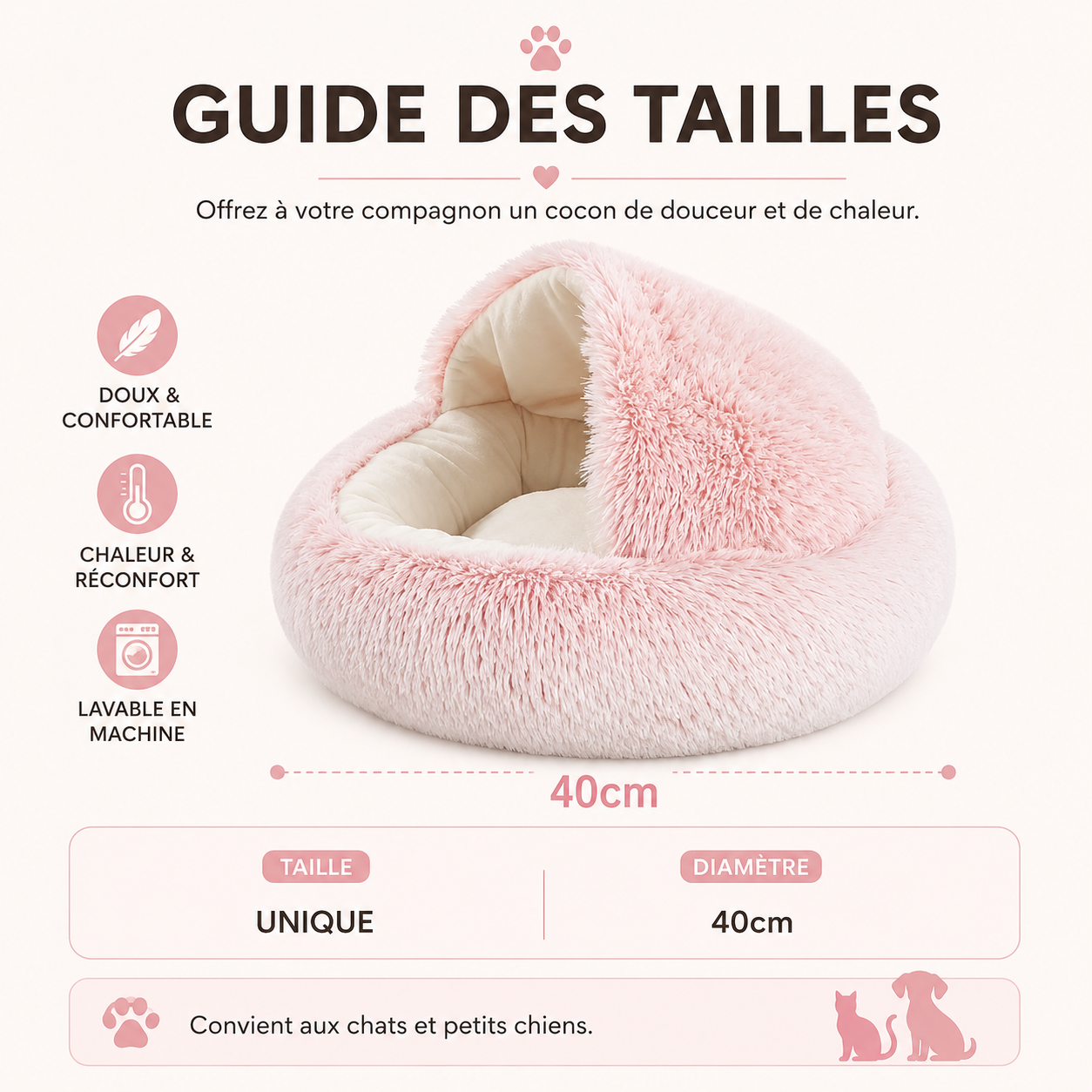 Cat Bed Pet Mattress Warm Soft Plush Pet Bed with Cover Round  Cat Dog  Sleeping Nest Cave for Small Dogs kitten