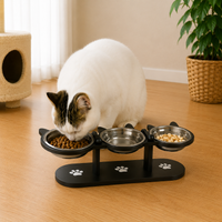 Trio de Gamelles Chat Surélevées