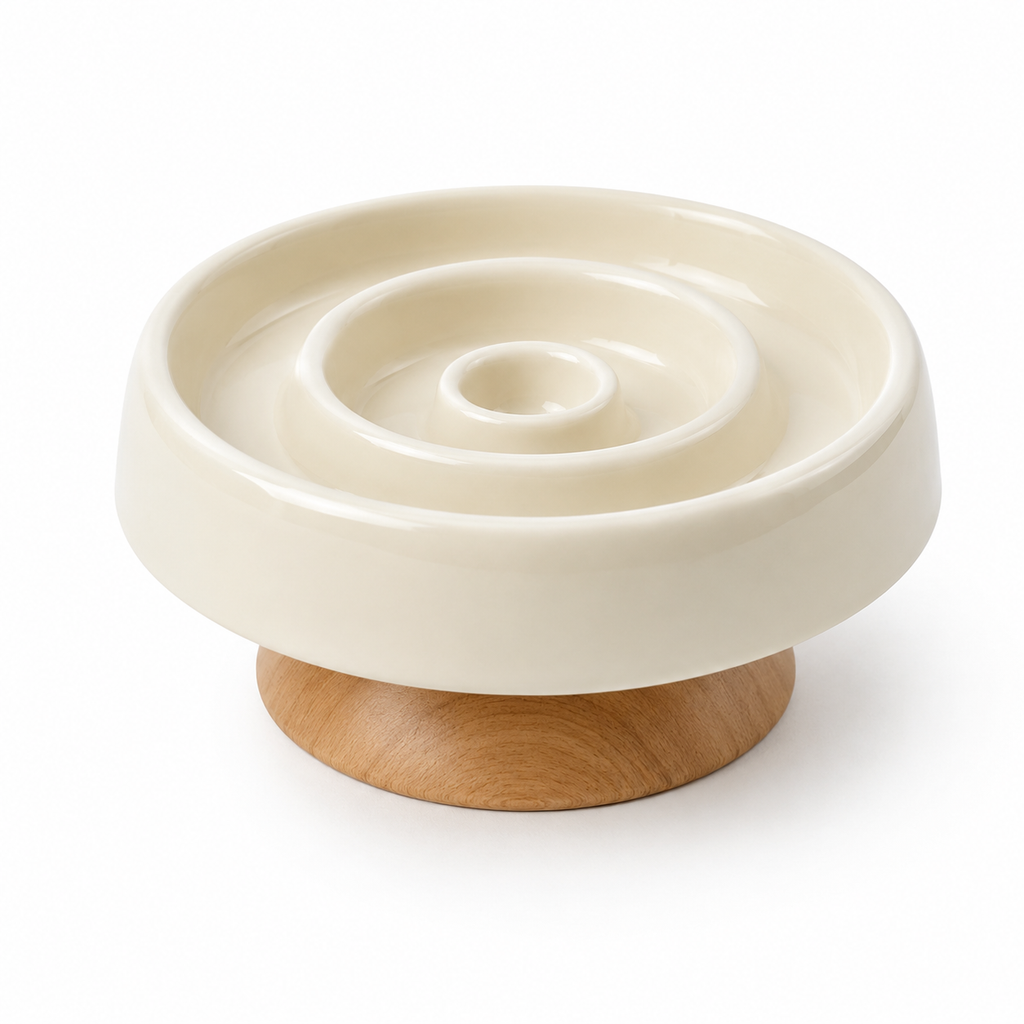 Gamelle Anti Glouton Céramique sur Pied Bois
