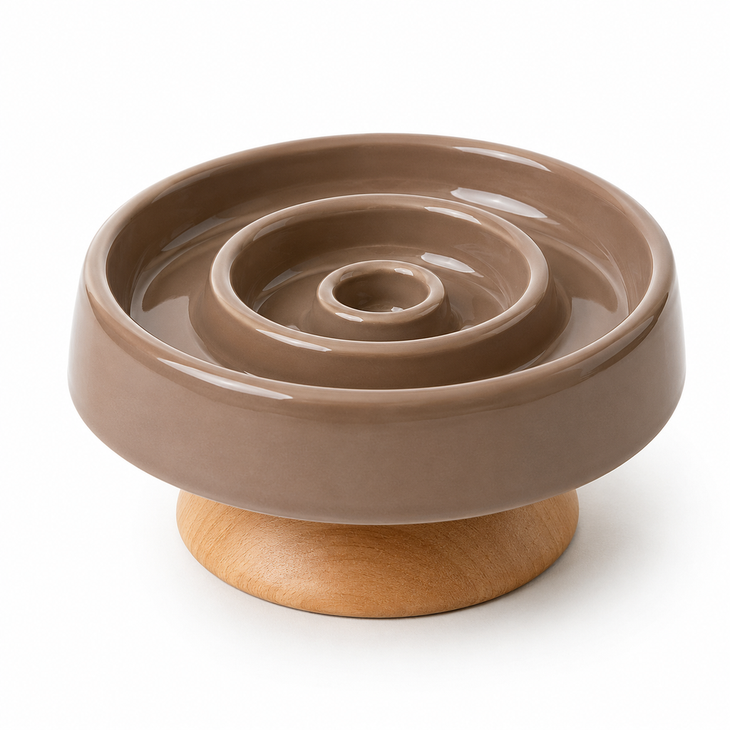 Gamelle Anti Glouton Céramique sur Pied Bois
