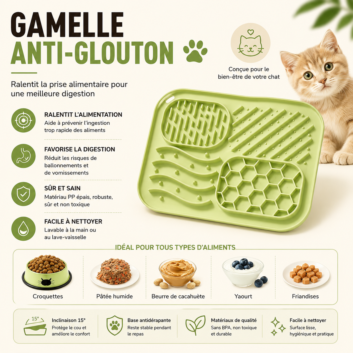 1 Piece Pet Licking Mat Slow Feeder Bowl for Dogs, Anti-Spill Dog Bowl, Cat and Dog Feeding Supplies