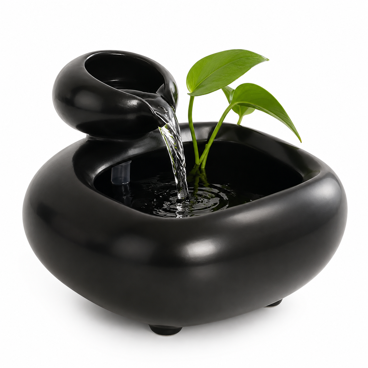 Tabletop Ceramic Fountain Feng Shui Water Feature Meditation Calming Waterfall Hydroponic Vase Fish Tank Office Home Decor