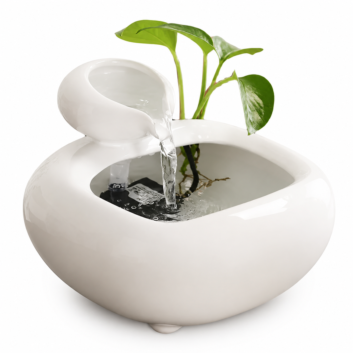 Tabletop Ceramic Fountain Feng Shui Water Feature Meditation Calming Waterfall Hydroponic Vase Fish Tank Office Home Decor