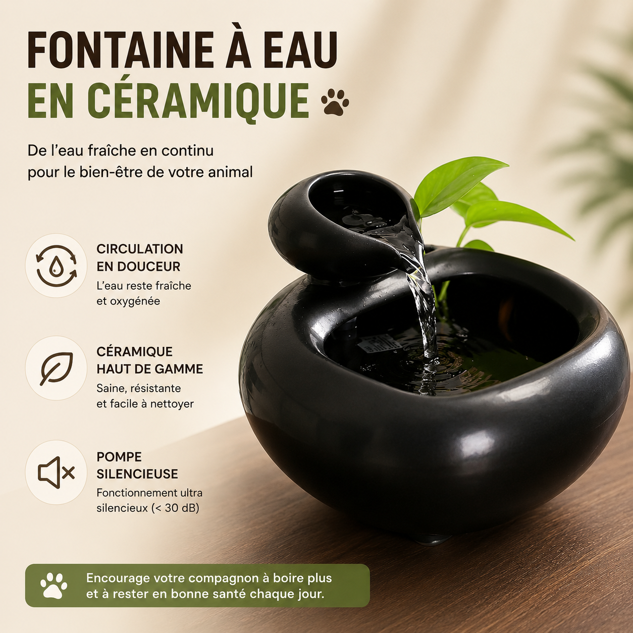 Tabletop Ceramic Fountain Feng Shui Water Feature Meditation Calming Waterfall Hydroponic Vase Fish Tank Office Home Decor