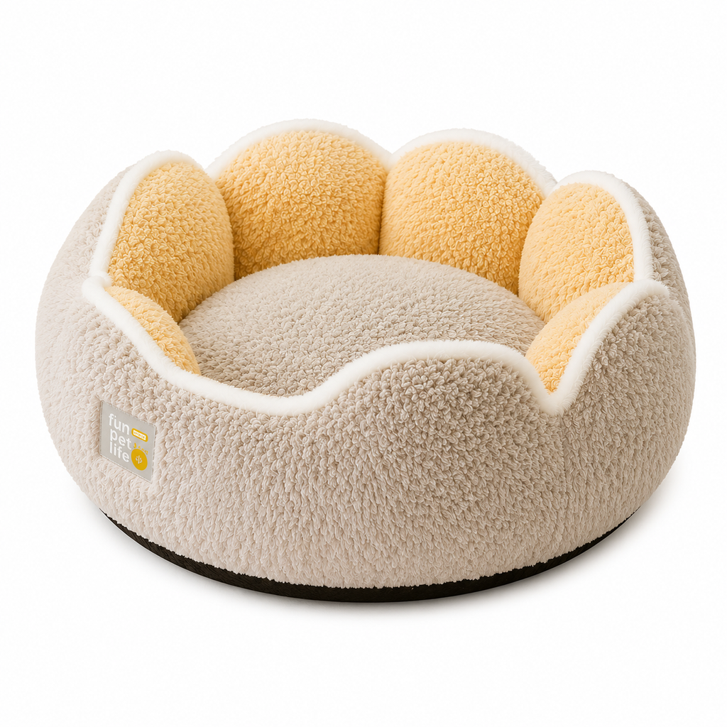 Panier Chat Fleur Crème et Jaune