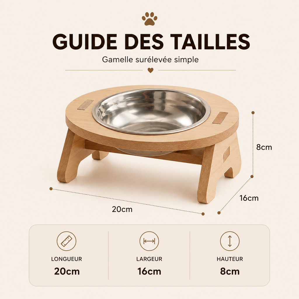 Gamelle Chat Surélevée en Bois