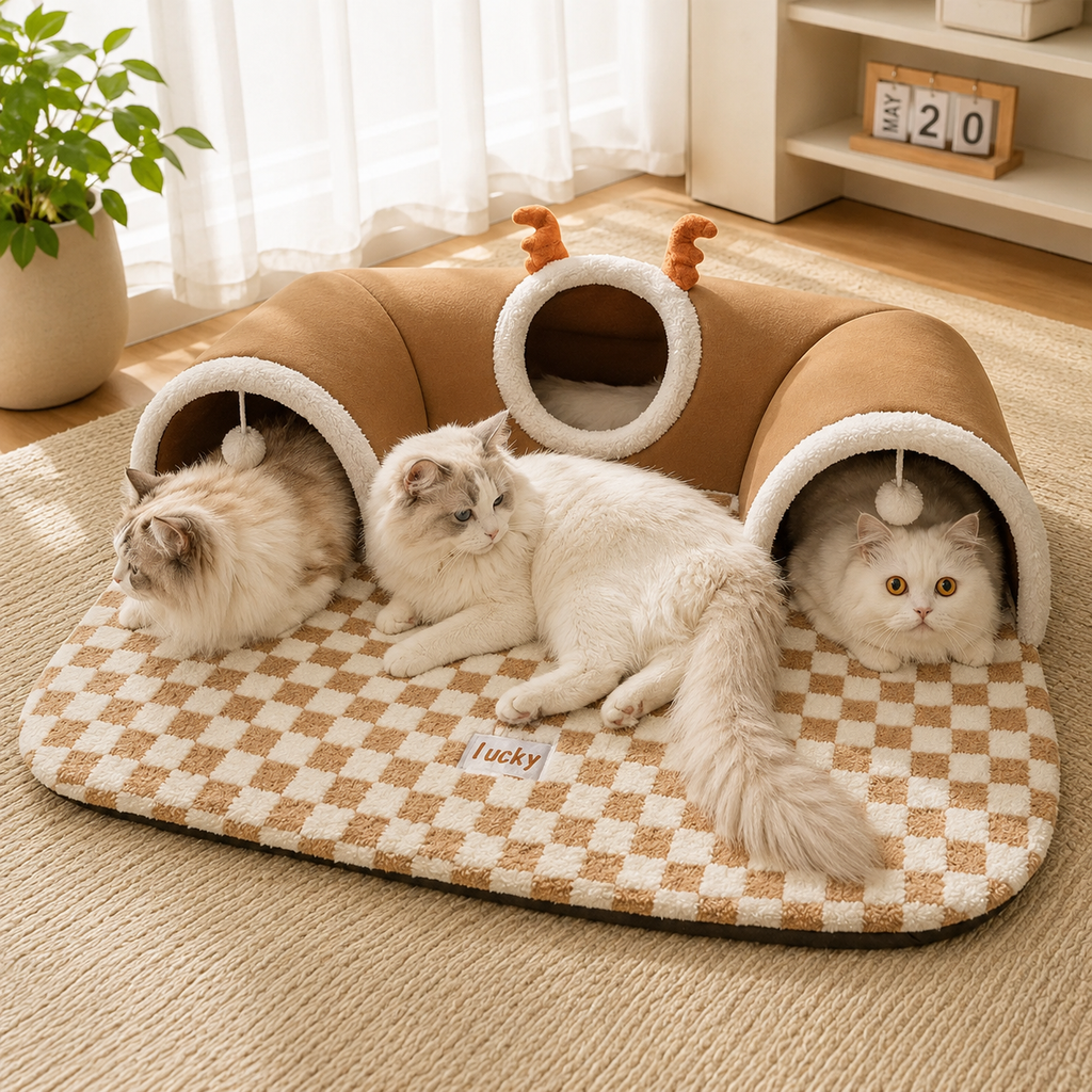 Lit Tunnel pour Chat avec Jouets Suspendus