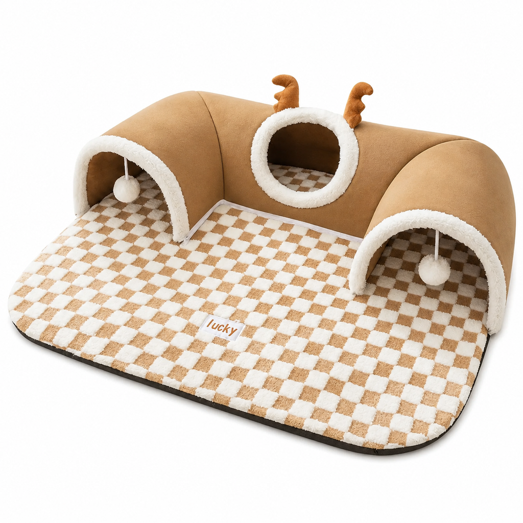 Lit Tunnel pour Chat avec Jouets Suspendus