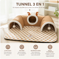 Lit Tunnel pour Chat avec Jouets Suspendus