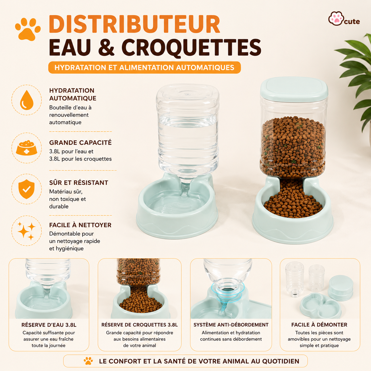 Distributeur croquette et eau