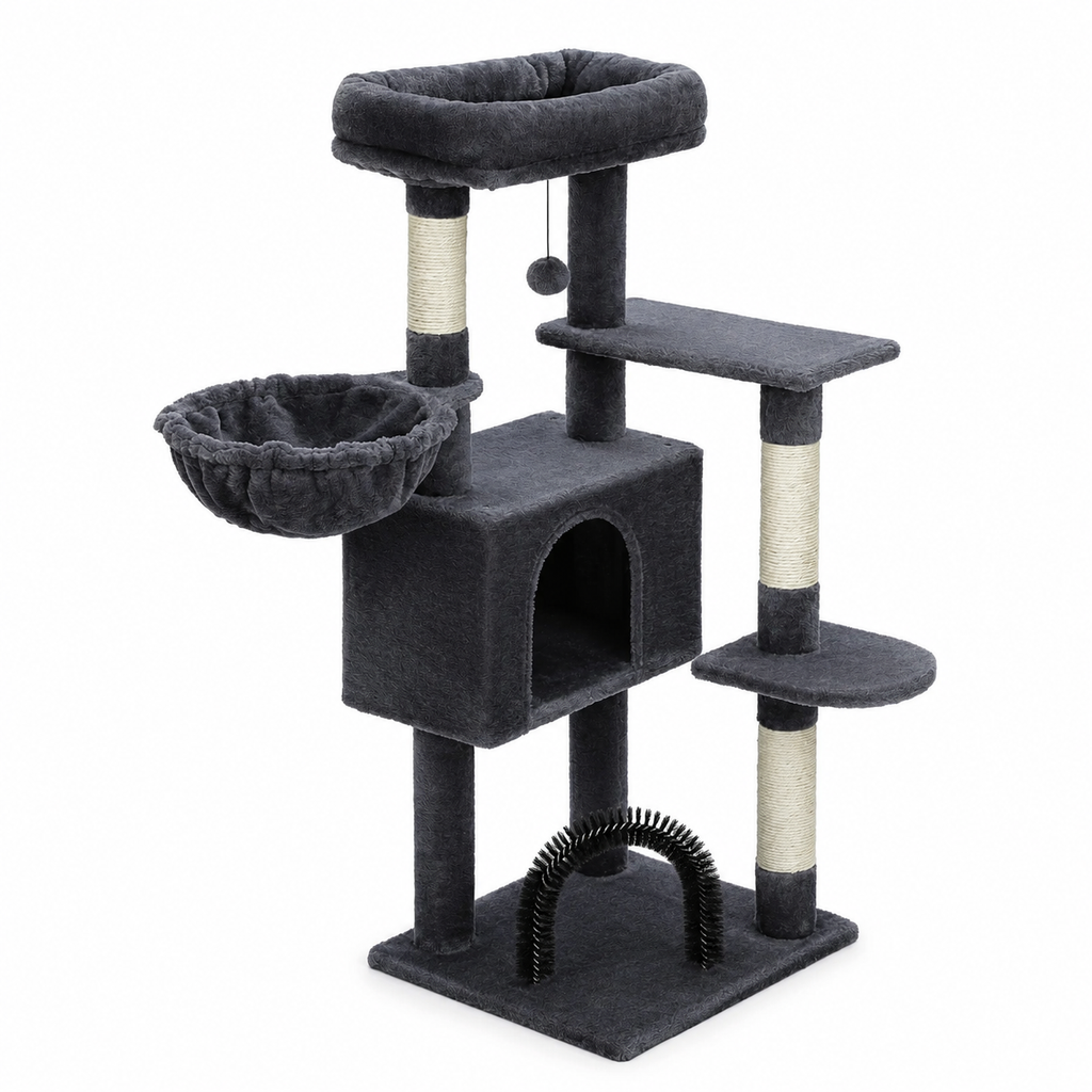 Arbre à Chat Anthracite avec Brosse de Massage