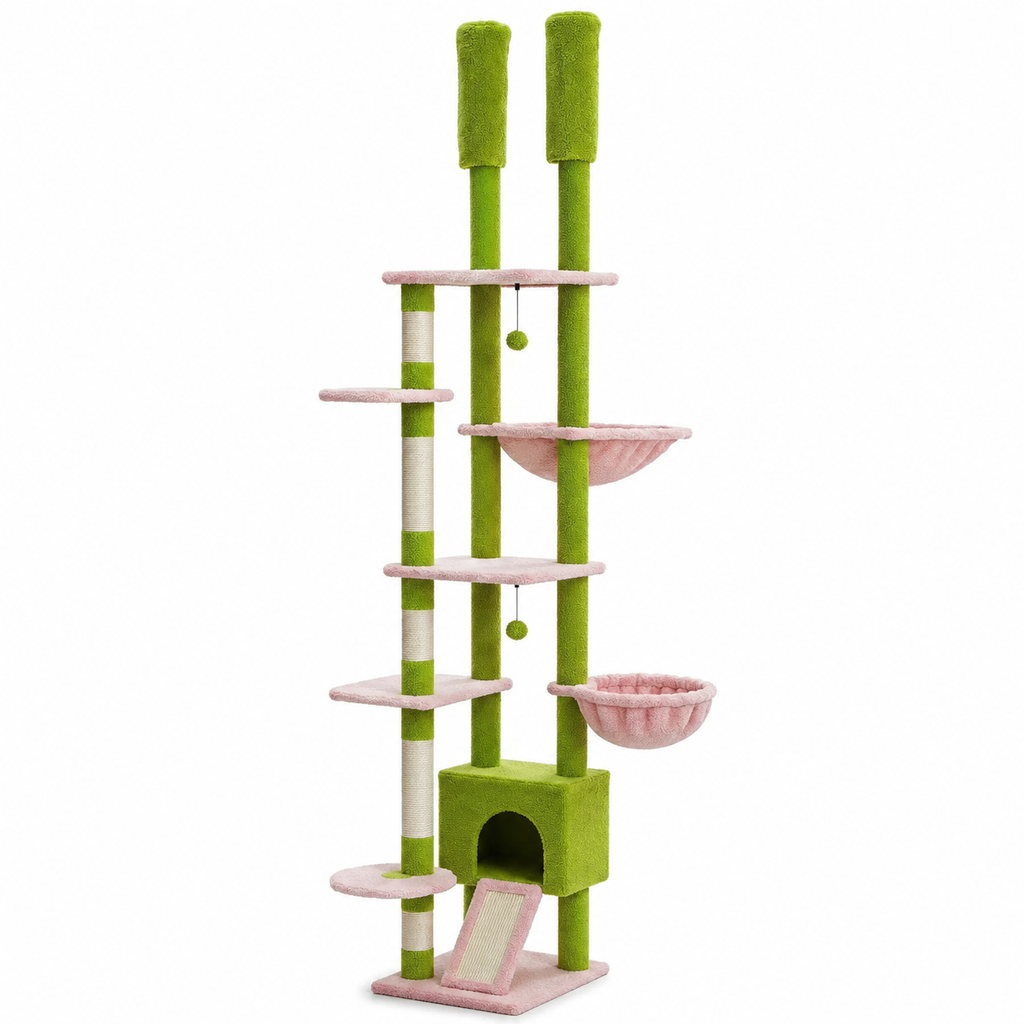 Arbre à Chat Plafond Vert et Rose