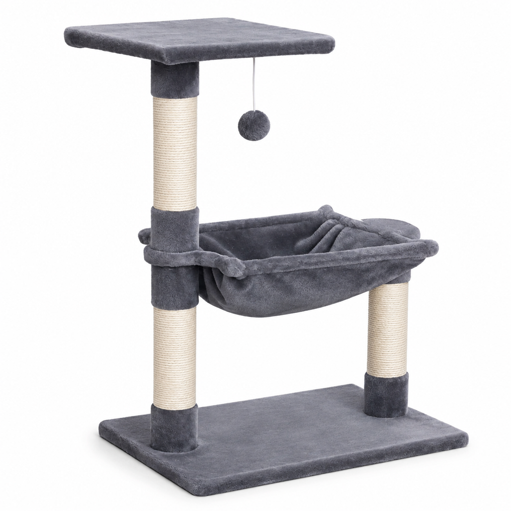 Petit Arbre à Chat Gris avec Hamac