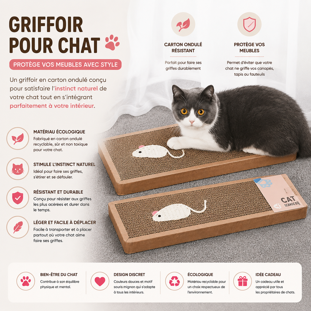 Griffoir Chat Carton Motif Souris