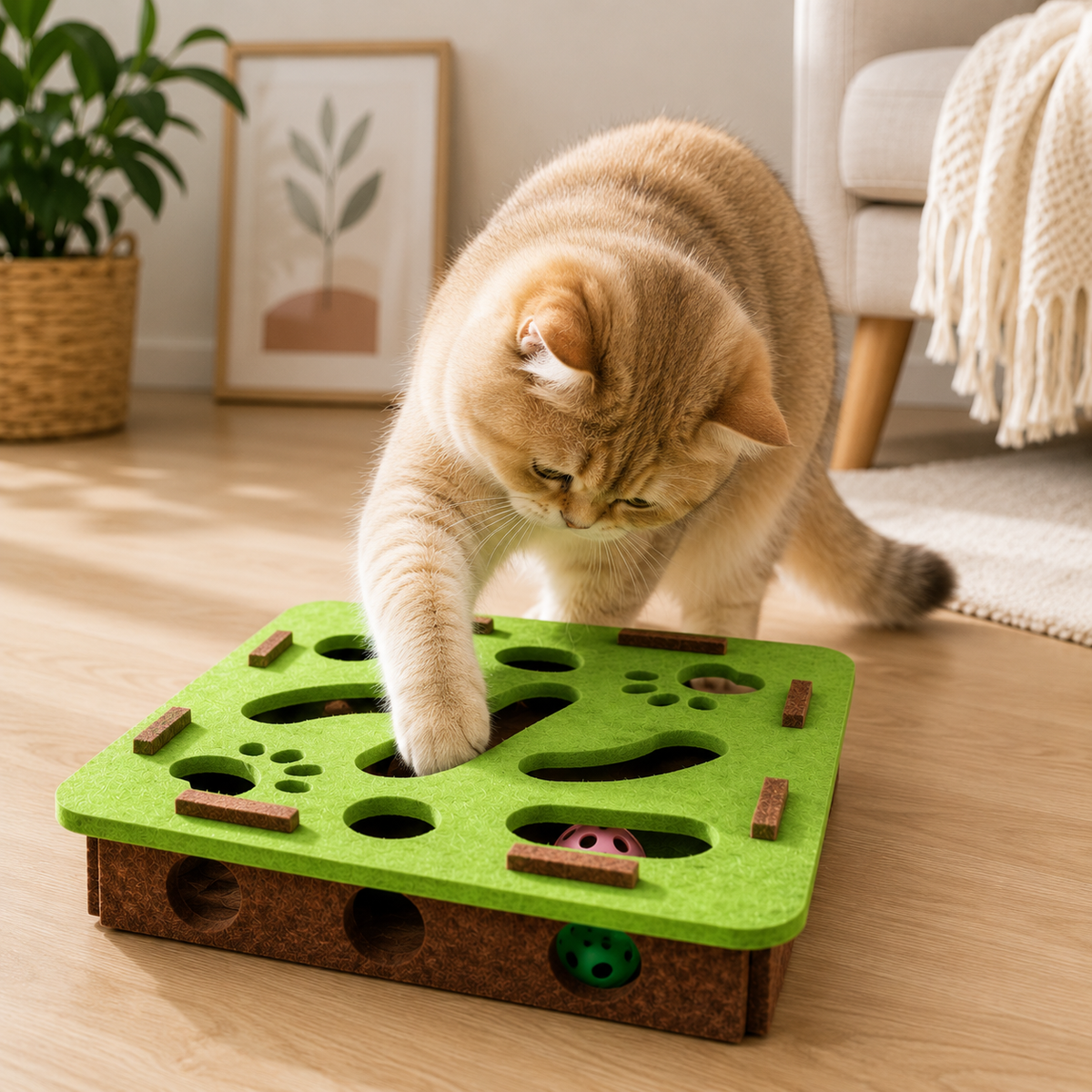 Jouet pour Chat Puzzle Labyrinthe en Feutre avec Grelot