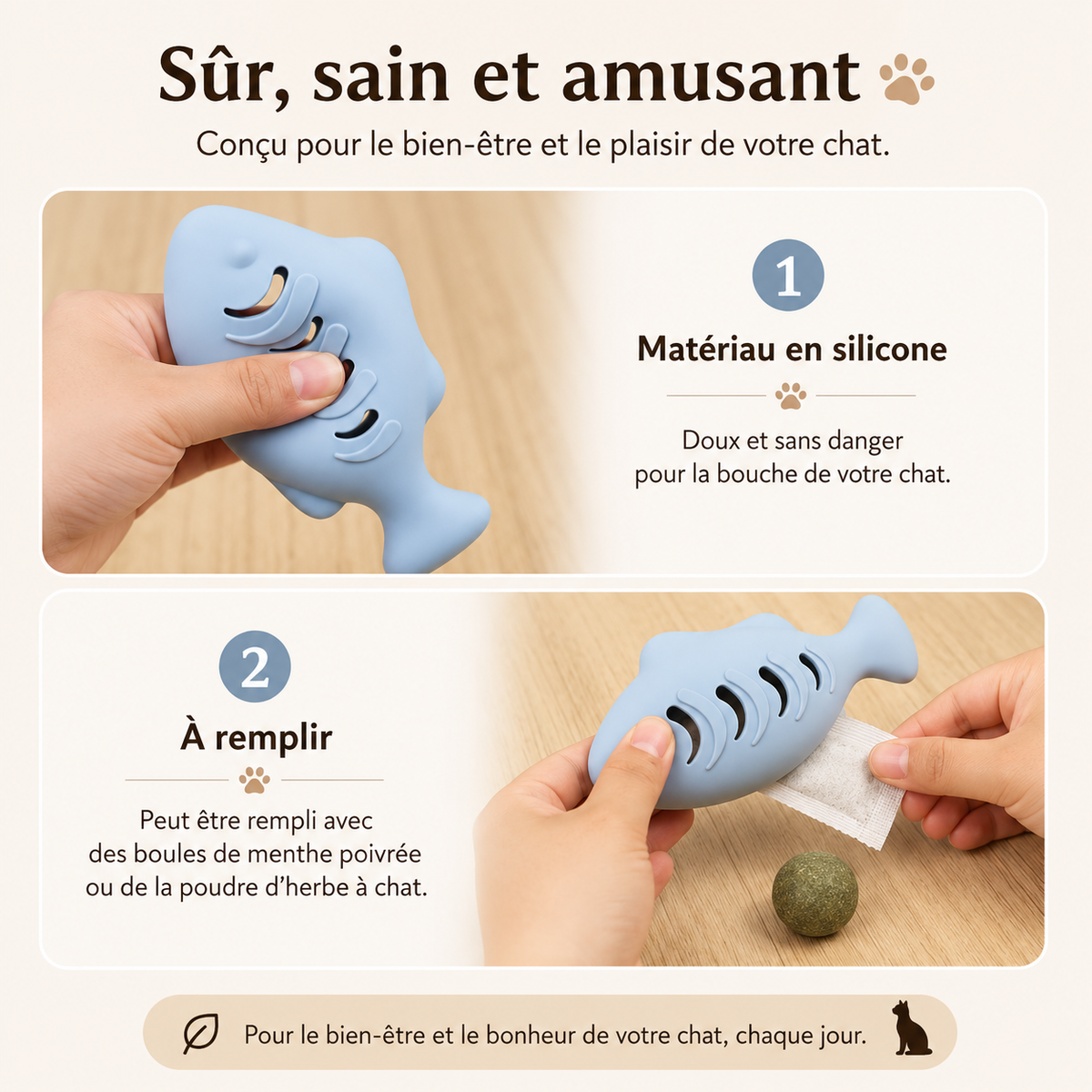 Jouet pour Chat Distributeur Herbe à Chat Forme Poisson