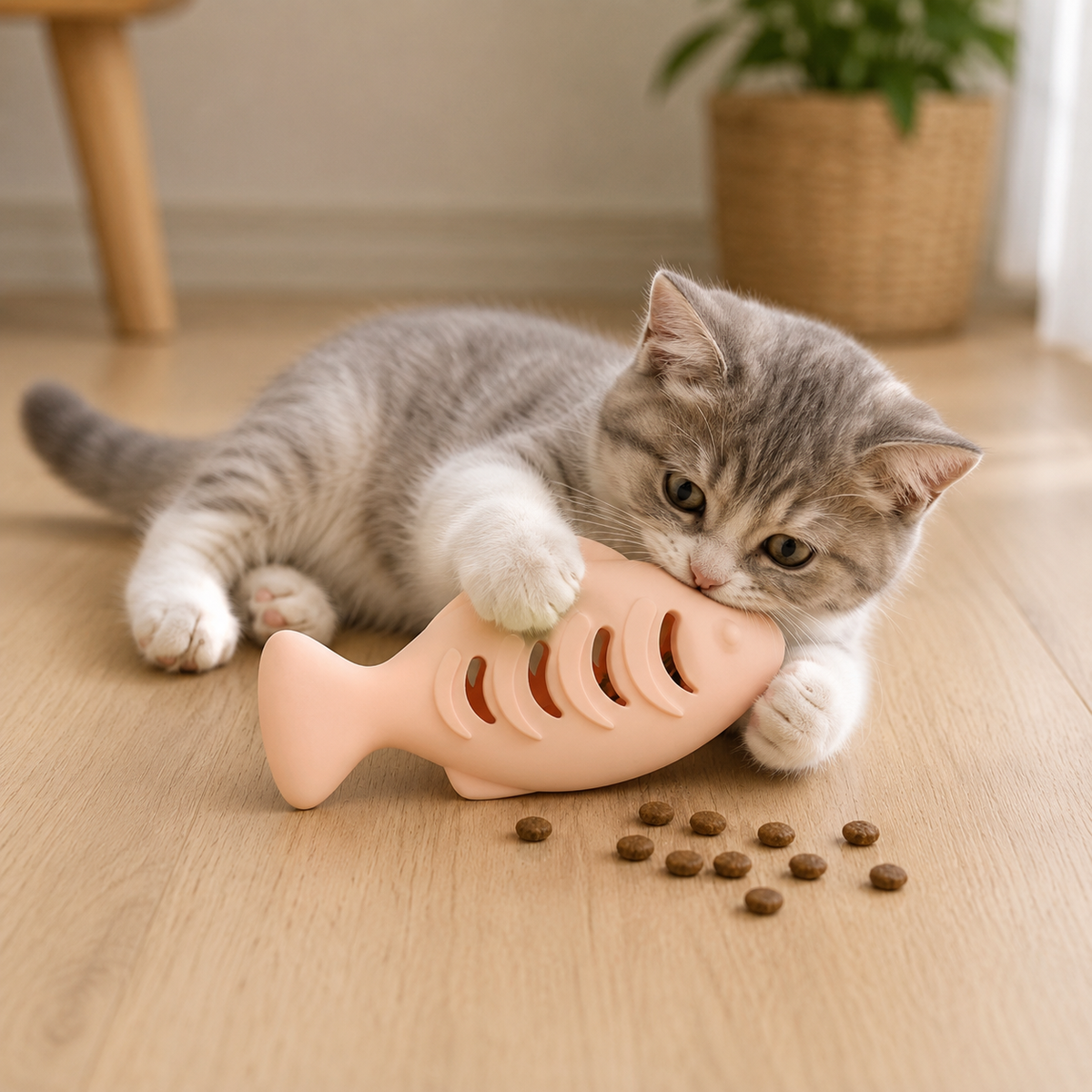 Jouet pour Chat Distributeur Herbe à Chat Forme Poisson