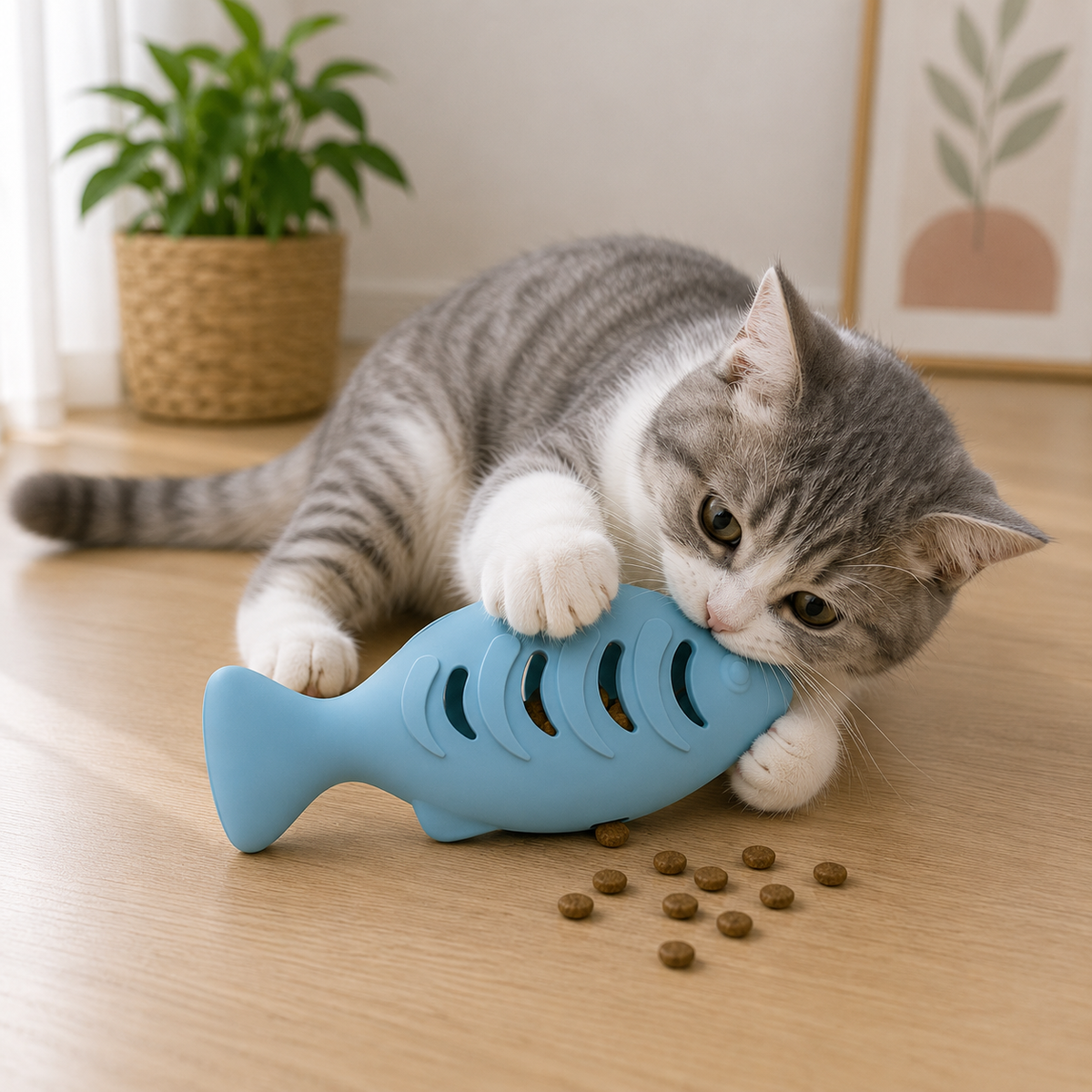 Jouet pour Chat Distributeur Herbe à Chat Forme Poisson