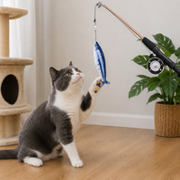Jouet pour Chat Canne à Pêche Télescopique Poisson