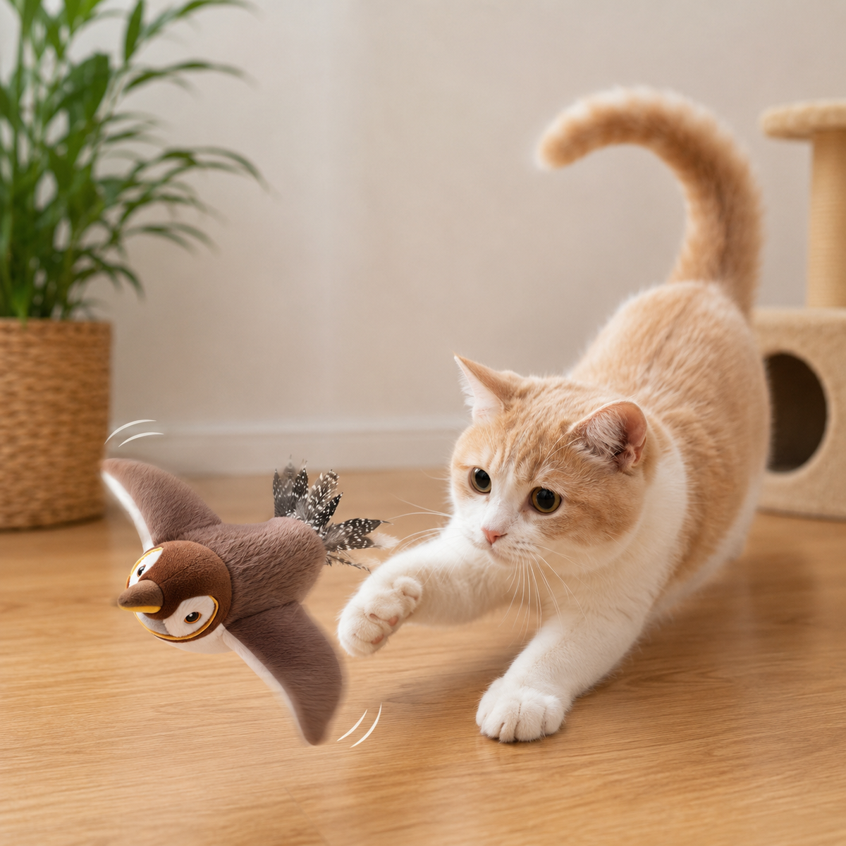 Jouet pour Chat Oiseau Interactif Rechargeable qui Chante