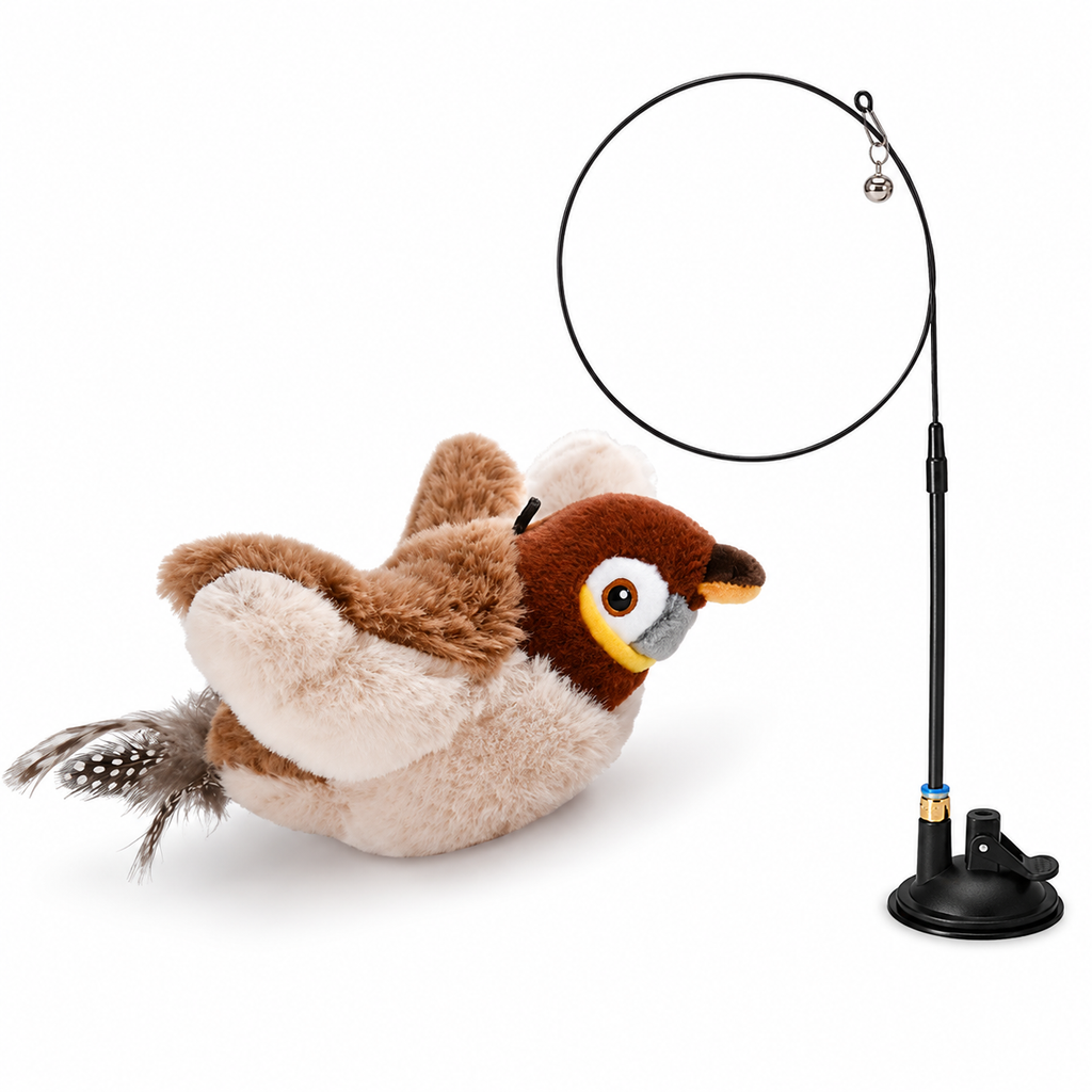 Jouet pour Chat Oiseau Interactif Rechargeable qui Chante