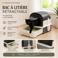 Maison de Litière Chat Fermée avec Tiroir et Porte Battante