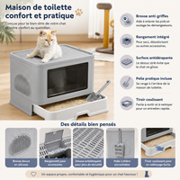 Maison de Litière Chat avec Griffoir Intégré