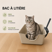 Bac à Litière Chat Taupe avec Poignées Latérales