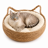 Panier Chat en Osier Rond avec Coussin Douillet
