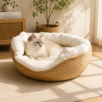 Panier Chat Rond en Osier Naturel