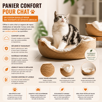 Panier Chat Rond en Osier Naturel