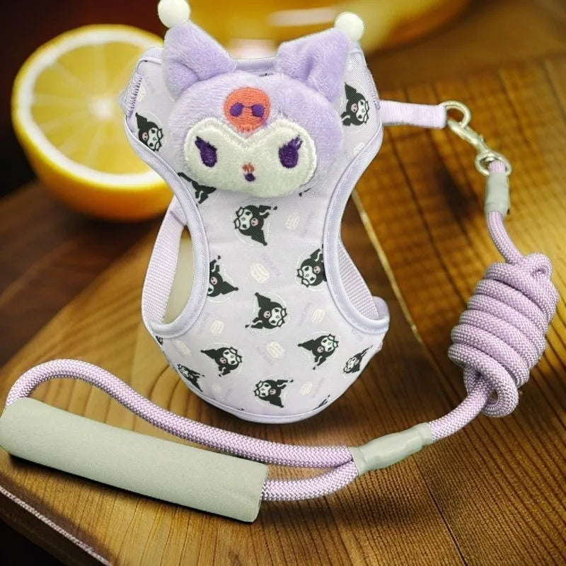Anime Sanrio New Pochacco Traction Rope Break Free From Vest Small Cat Strap Rope Adjustable Dog Walking Leash Cartoon Kawaii